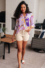 Load image into Gallery viewer, Lizzy Bell Sleeve Top in Regal Lavender and Gold