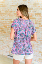 Load image into Gallery viewer, Lizzy Cap Sleeve Top in Charcoal and Pink Paisley