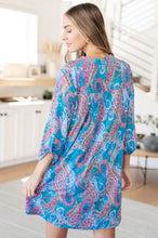 Load image into Gallery viewer, Lizzy Dress in Teal and Pink Paisley
