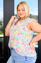 Load image into Gallery viewer, Lizzy Flutter Sleeve Top in Ivory and Pink Abstract