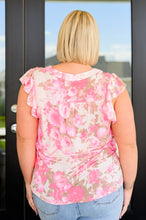 Load image into Gallery viewer, Lizzy Flutter Sleeve Top in Ivory and Pink Muted Floral