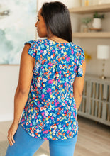 Load image into Gallery viewer, Lizzy Flutter Sleeve Top in Navy and Multi Floral