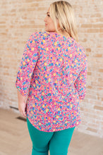 Load image into Gallery viewer, Lizzy Top in Hot Pink and Turquoise Ditsy Floral