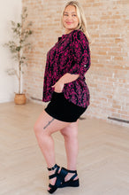 Load image into Gallery viewer, Lizzy Top in Navy and Hot Pink Damask