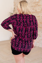Load image into Gallery viewer, Lizzy Top in Navy and Hot Pink Damask