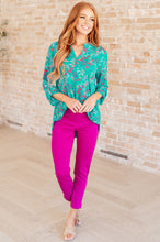 Load image into Gallery viewer, Lizzy Top in Teal and Lavender Wildflowers