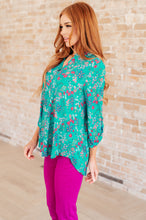 Load image into Gallery viewer, Lizzy Top in Teal and Lavender Wildflowers