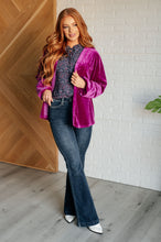 Load image into Gallery viewer, Lucid Dream Ruffle Neckline Blouse in Navy