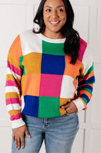 Load image into Gallery viewer, Manifesting Moment Checkered Color Block Sweater