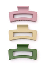 Load image into Gallery viewer, Matte Rectangle Claw Clip Set of 3