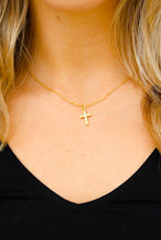 Load image into Gallery viewer, Gold Dainty Cross Rhinestone Pendant Necklace