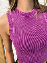 Load image into Gallery viewer, Over and Out Cropped Ribbed Tank in Lt Plum