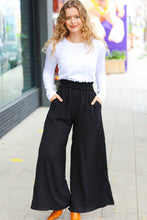 Load image into Gallery viewer, Relaxed Fun Black Smocked Waist Palazzo Pants