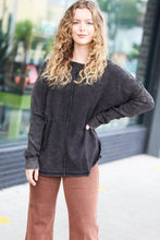 Load image into Gallery viewer, Ash Black Mineral Wash Baby Waffle Oversized Cut Edge Top