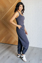 Load image into Gallery viewer, Raising Heart Rate Cutout Jumpsuit in Charcoal