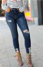 Load image into Gallery viewer, Distressed Denim High Rise Skinny Ankle Jeans