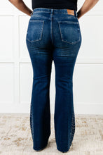 Load image into Gallery viewer, Shannon Mid Rise Rhinestone Detail Flare Jeans