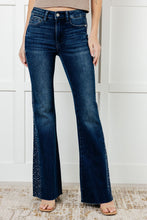Load image into Gallery viewer, Shannon Mid Rise Rhinestone Detail Flare Jeans