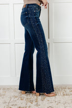 Load image into Gallery viewer, Shannon Mid Rise Rhinestone Detail Flare Jeans