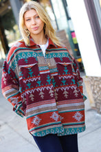 Load image into Gallery viewer, Aztec Flannel Textured Button Down Pocketed Shacket