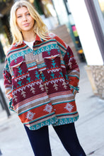 Load image into Gallery viewer, Aztec Flannel Textured Button Down Pocketed Shacket