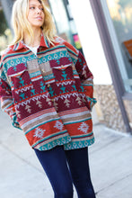 Load image into Gallery viewer, Aztec Flannel Textured Button Down Pocketed Shacket