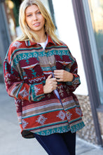 Load image into Gallery viewer, Aztec Flannel Textured Button Down Pocketed Shacket
