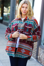 Load image into Gallery viewer, Aztec Flannel Textured Button Down Pocketed Shacket