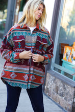 Load image into Gallery viewer, Aztec Flannel Textured Button Down Pocketed Shacket