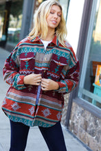 Load image into Gallery viewer, Aztec Flannel Textured Button Down Pocketed Shacket