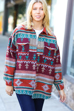 Load image into Gallery viewer, Aztec Flannel Textured Button Down Pocketed Shacket