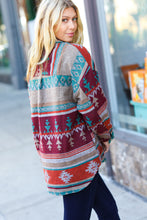 Load image into Gallery viewer, Aztec Flannel Textured Button Down Pocketed Shacket