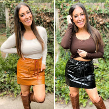 Load image into Gallery viewer, PREORDER: Campbell Cargo Vegan Leather Mini Skirt in Two Colors