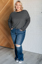 Load image into Gallery viewer, Super Clever Patchwork Striped Top in Black