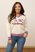 Load image into Gallery viewer, Tis the Season Sequin Cream Sweater