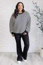 Load image into Gallery viewer, Too Good to Be True Striped Drop Shoulder Top in Black