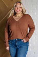 Load image into Gallery viewer, V-Neck Front Seam Sweater in Deep Camel