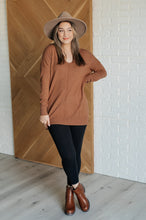 Load image into Gallery viewer, V-Neck Front Seam Sweater in Deep Camel