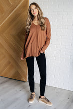 Load image into Gallery viewer, V-Neck Front Seam Sweater in Deep Camel
