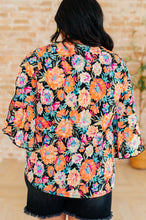 Load image into Gallery viewer, Willow Bell Sleeve Top in Black and Persimmon Floral