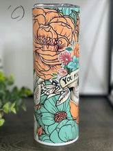 Load image into Gallery viewer, PREORDER: You are Enough Floral Skull Skinny Tumbler