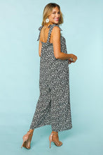 Load image into Gallery viewer, Black & White Animal Print Wide Leg Frilled Jumpsuit