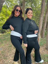 Load image into Gallery viewer, PREORDER: Cuddle Up Fleece Lined Flares in Black