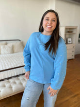 Load image into Gallery viewer, PREORDER: Hint Of Glamour Pearl Sleeve Sweatshirt