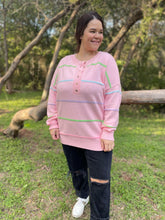 Load image into Gallery viewer, PREORDER: Just Too Good Rainbow Striped Sweater in Two Colors