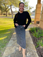 Load image into Gallery viewer, PREORDER: Worth The Risk Black Denim Skirt