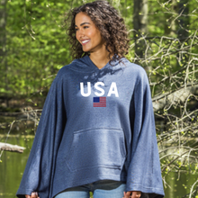 Load image into Gallery viewer, USA sweatshirt poncho