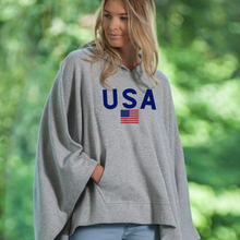 Load image into Gallery viewer, USA sweatshirt poncho