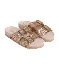 Load image into Gallery viewer, Intertwine Dual Woven Strap Slide in Champagne