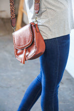 Load image into Gallery viewer, Chestnut Vegan Leather Leopard Strap Tassel Crossbody